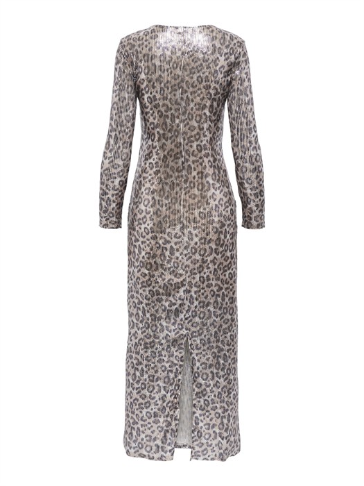 JDYLeona Sequin Lang Kjole - Brown Rice/Leopard